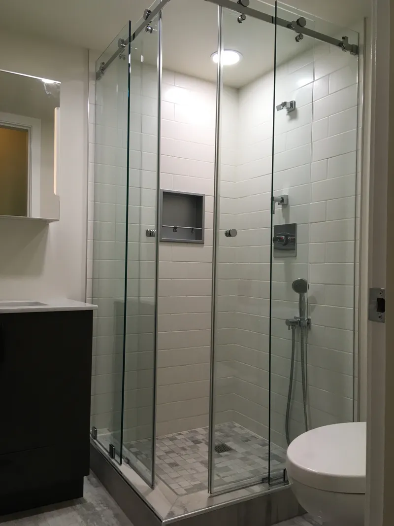 Frameless glass steam room enclosure in Lower Mainland home