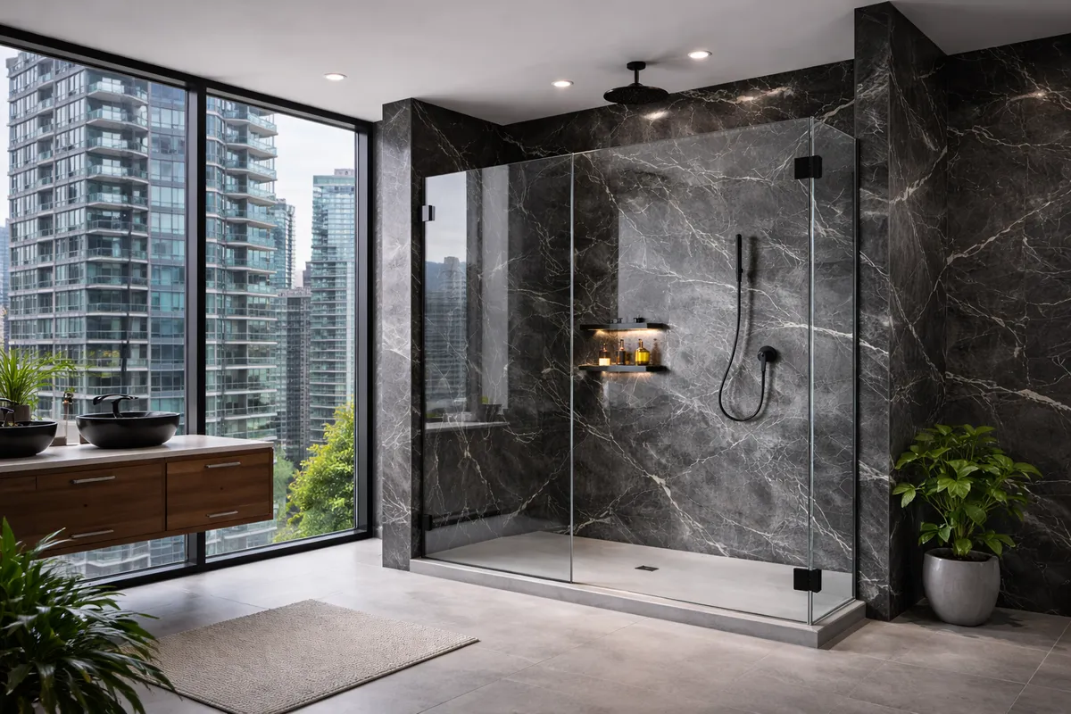 Frameless glass shower enclosure in Vancouver