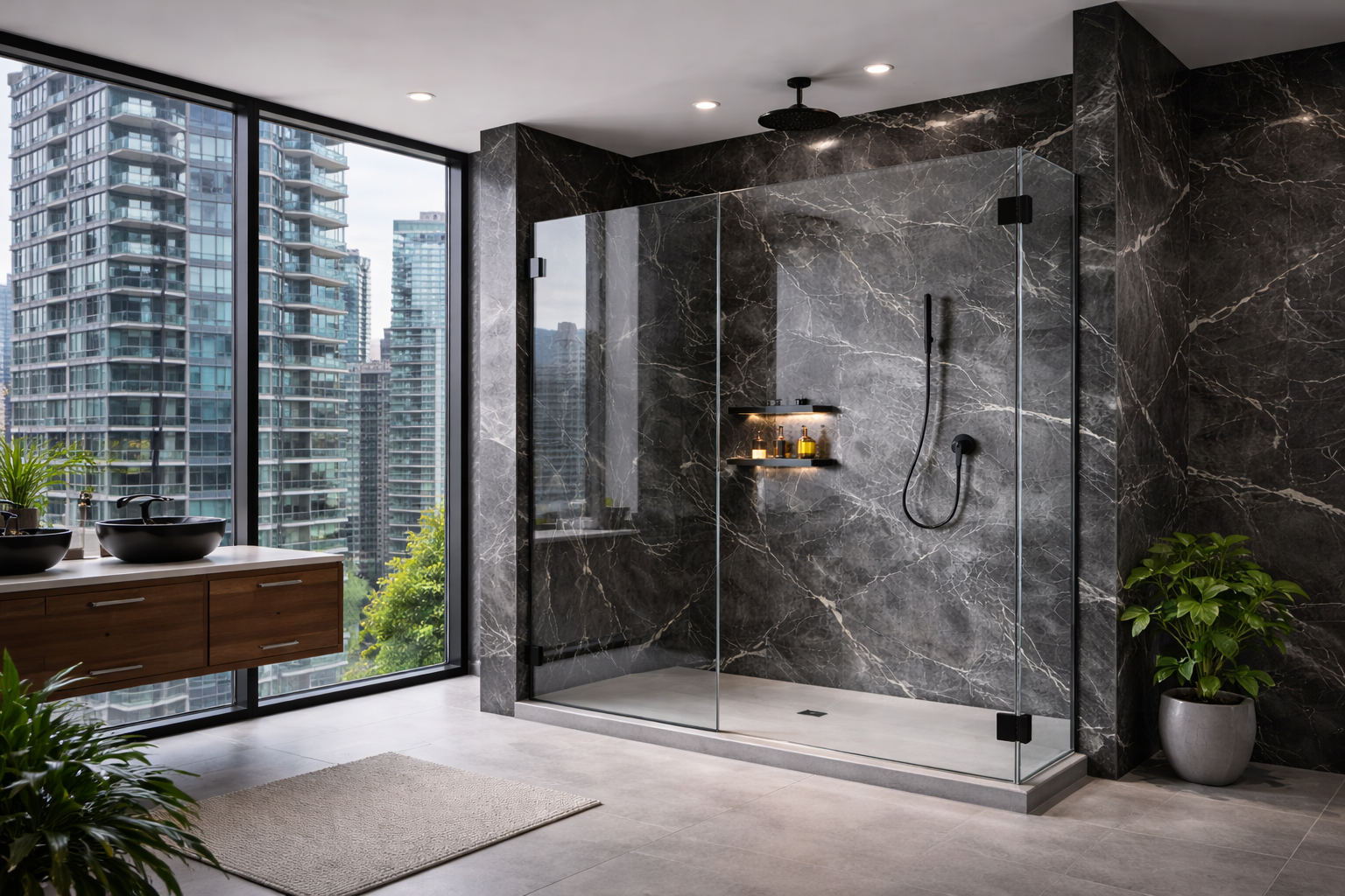 Glass shower enclosure